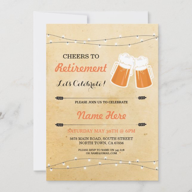 Invitación Invitan a las cervezas Fiestas de retiro viejas vi (Anverso)