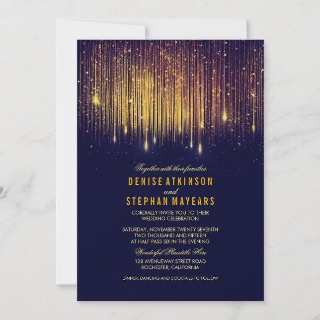 Invitación Invitan a las luces de cadena de Boda de marina y  (Anverso)