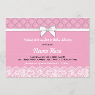 Invitación Invitan a los gemelos rosados de Baby Shower Bow L