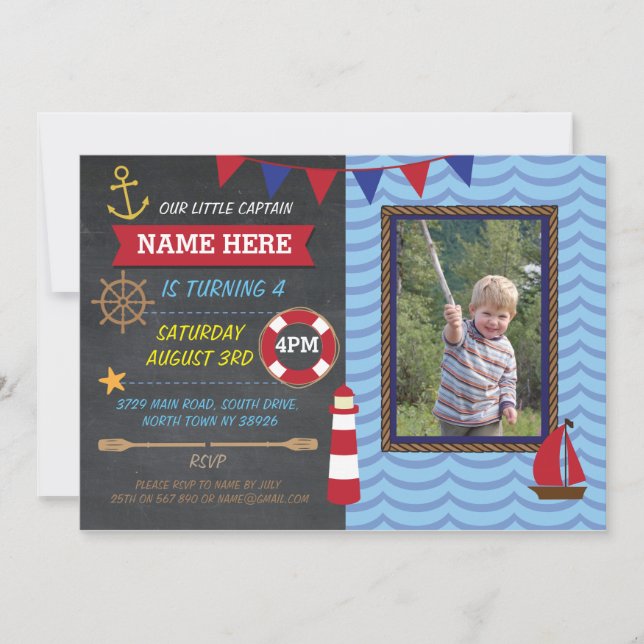 Invitación Invitan a marineros de festividad náutica (Anverso)