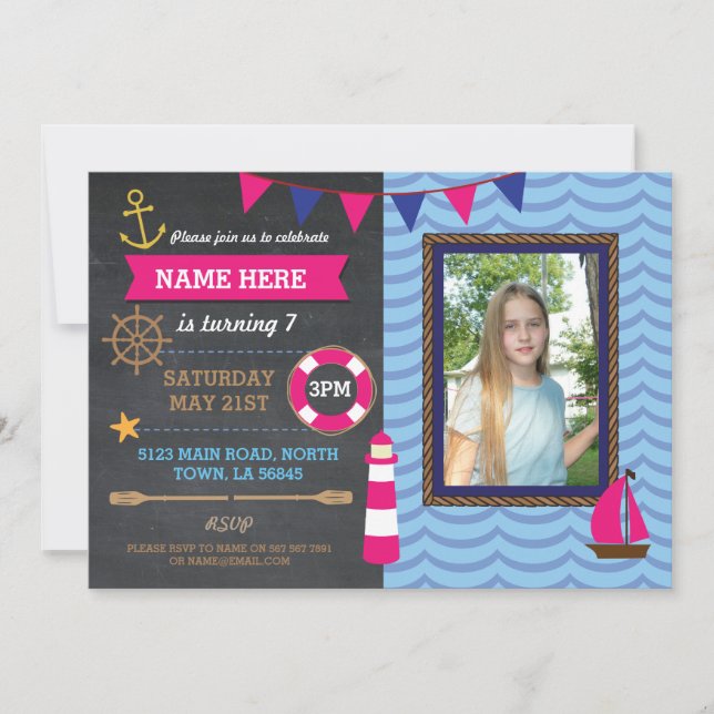 Invitación Invitan a marineros de festividad náutica (Anverso)