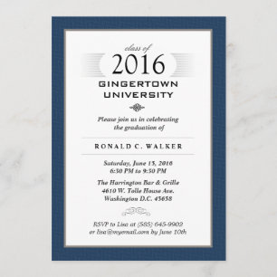 Invitación Invitan a partido oficial de graduación Navy Blue 