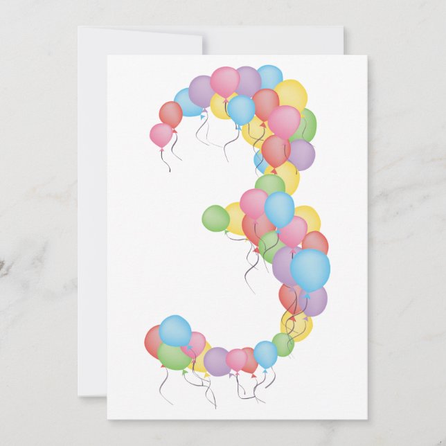 Invitación Invitan a Personalizado de globos Fiesta de tercer (Anverso)