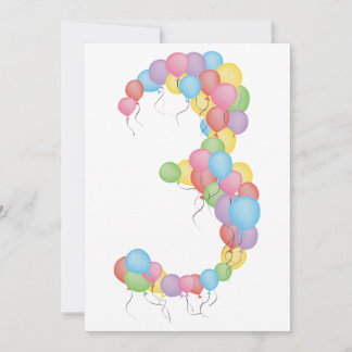 Invitación Invitan a Personalizado de globos Fiesta de tercer