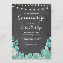Invitación Invitan a Quinceanera Birthday Party Chalk Succule