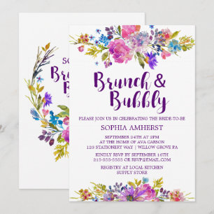 Invitación Invitan a un brunch púrpura y a una ducha de novia