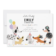 Invitan a un Chica moderno de Puppy Pawty Birthday