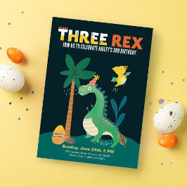Invitación Invitan a un tercer cumpleaños de niños de Dinosau