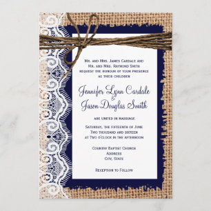 Invitación Invitan a una boda de dos veces en Burlap Lace, un