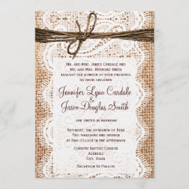 Invitación Invitan a una boda de dos veces en Burlap Lace, un