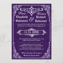 Invitación Invitan a una boda gótica violeta en Damask