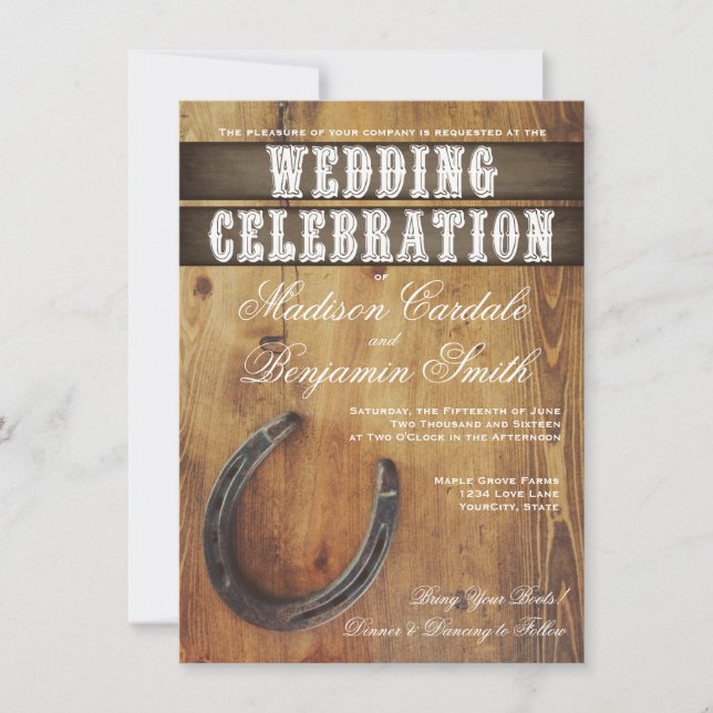 Invitación Invitan a una boda rusa del herradura occidental (Anverso)