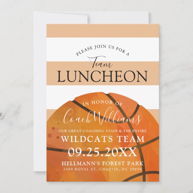 Invitación Invitan al almuerzo al equipo de baloncesto de fin (Anverso)