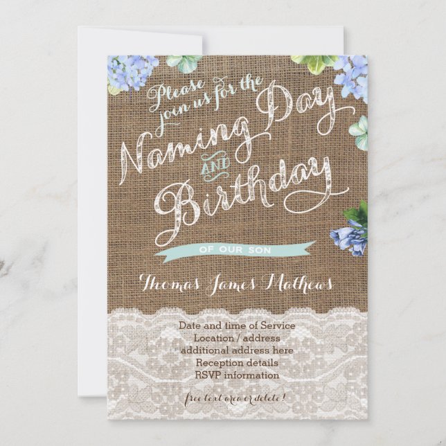 Invitación invitan al Día de Nomenclatura de Niños y a la Cel (Anverso)