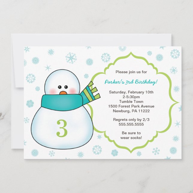 Invitación Invitan fiesta de cumpleaños de invierno de Snowma (Anverso)