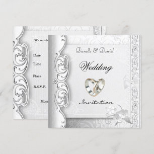 Invitación Invitar a Bodas elegantes Anillos de encaje blanco