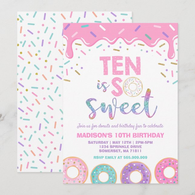 Invitación Invitar a Donut Ten es dulce (Anverso / Reverso)
