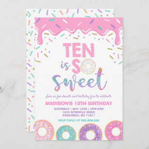 Invitación Invitar a Donut Ten es dulce el décimo cumpleaños