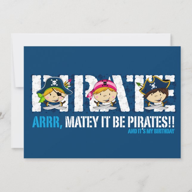 Invitación Invitar a Fiesta de piratas de corte (Anverso)