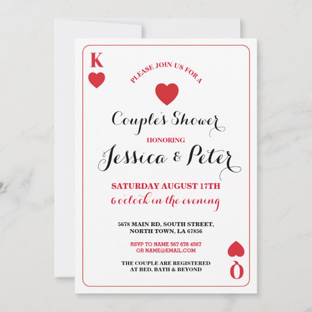 Invitación Invitar a las parejas de cartas del rey Reina Las  (Anverso)