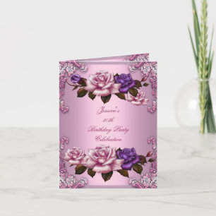 Invitación Invitar a Rosa púrpura rosado Fiesta 30 de cumplea