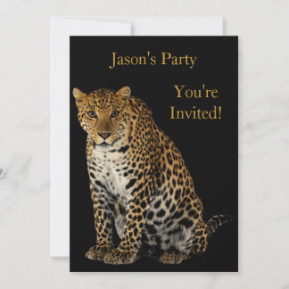 Invitación Invitar Fiesta de Cumpleaños Leopardo en Negro
