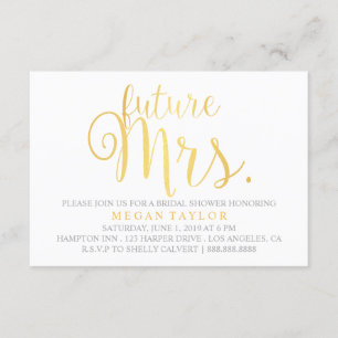 Invitación Invitar - Golden Script futuro Sra. Bridal Shower