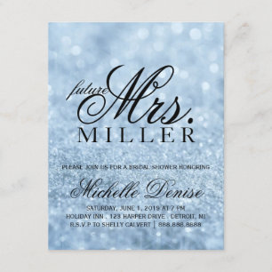 Invitación Invitar - Lit Blue Glit Fab futuro Sra. Bridal