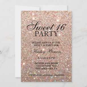 Invitación Invitar - Rosa de Tapón de Oro Dulce Dieciséis II