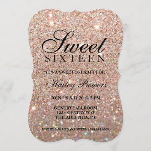 Invitación Invitar - Rosa Tapón Dorado Dulce Dieciséis