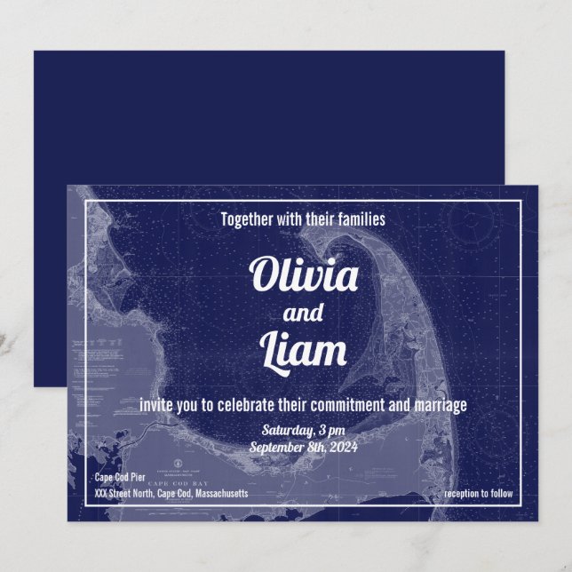Invitación Invitat a Boda de mapas de cosecha de vacas de Cap (Anverso / Reverso)