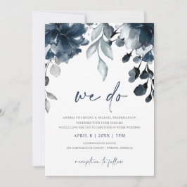 Invitación Invitat a la boda de la floral de la acuarela azul