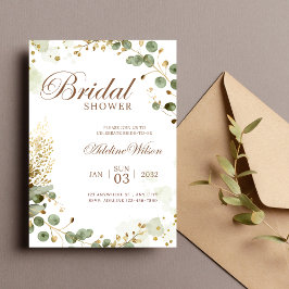 Invitación Invitat a la ducha de novias botánicas Olive Green