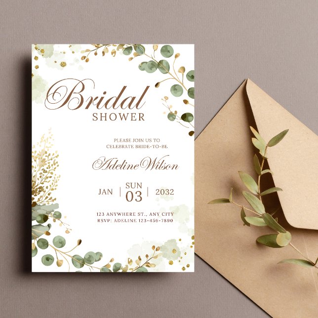 Invitación Invitat a la ducha de novias botánicas Olive Green (Subido por el creador)