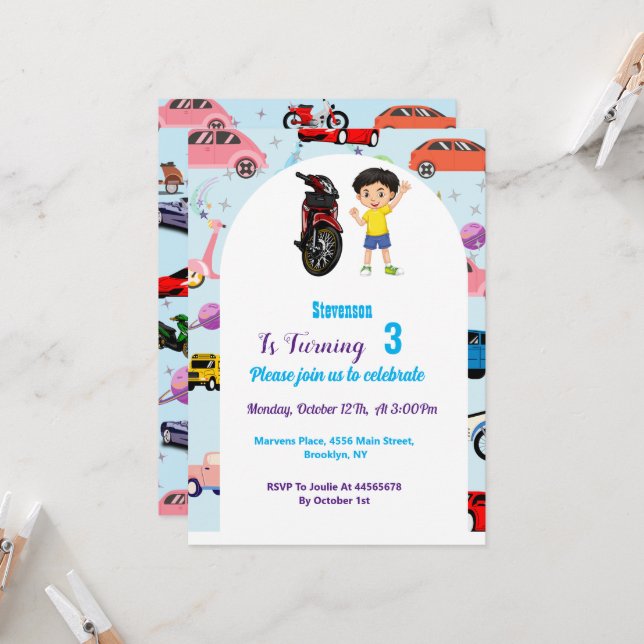 Invitación Invitat a la fiesta de cumpleaños de personalizado (Anverso/Reverso In Situ)