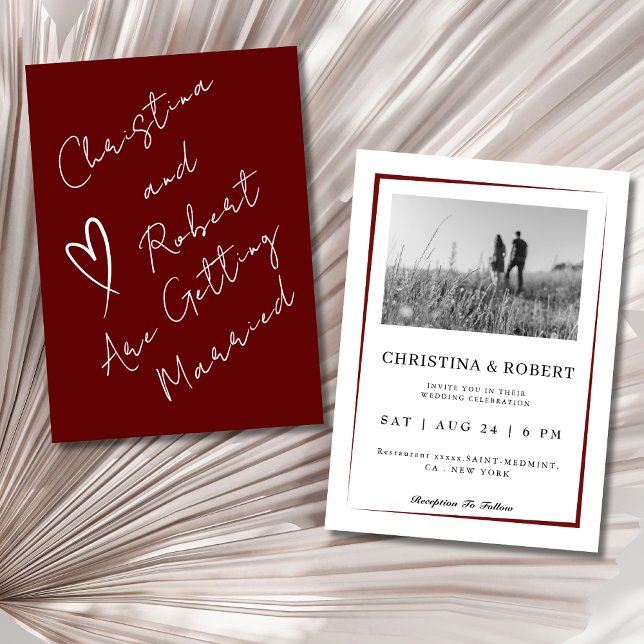 Invitación Invitat al boda de escritura clásico del Boho rojo (Subido por el creador)