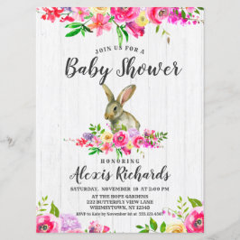 Invitación Invitat Baby Shower con Floral de color de agua de