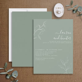 Invitación Invitat Boda botánico con escritura verde sabia mo