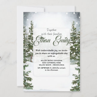 Invitación Invitat Boda botánico de pinos rústicos de inviern