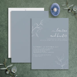 Invitación Invitat Boda botánico moderno con guión azul turbi