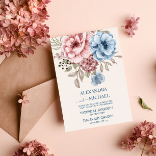 Invitación Invitat, Boda de Flor Silvestre Boho Neutral Water