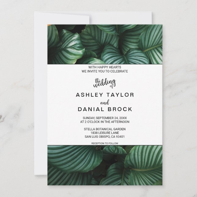 Invitación Invitat Boda de flores de moda tropical verde esme (Anverso)