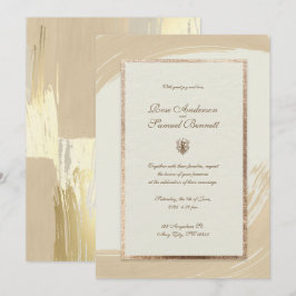 Invitación Invitat Boda de pincel de color de agua dorado Ros