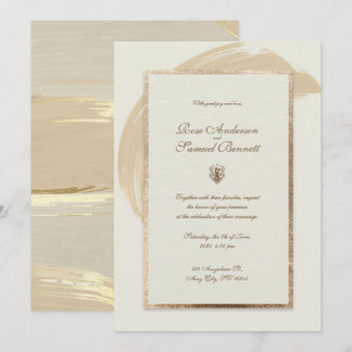 Invitación Invitat Boda de pincel de color de agua dorado Ros
