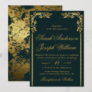 Invitación Invitat Boda de Relieve metalizado Dorado y de Vin