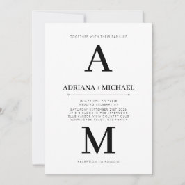 Invitación Invitat Boda de tipografía negrita blanco moderno