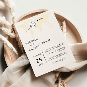 Invitación Invitat Boda del mapa mundial del tema de viajes d
