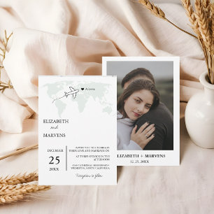 Invitación Invitat Boda del mapa mundial del tema de viajes d