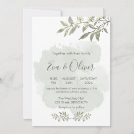 Invitación Invitat Boda Minimalista botánico elegante blanco