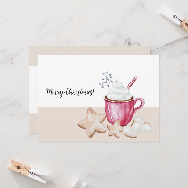 Invitación Invitat De Acuarela De Cacao Caliente Y Cookies Pa (Anverso/Reverso In Situ)